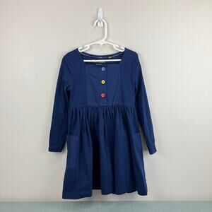 Mini Boden Rainbow Button Jersey Dress College Navy 6-7 Years